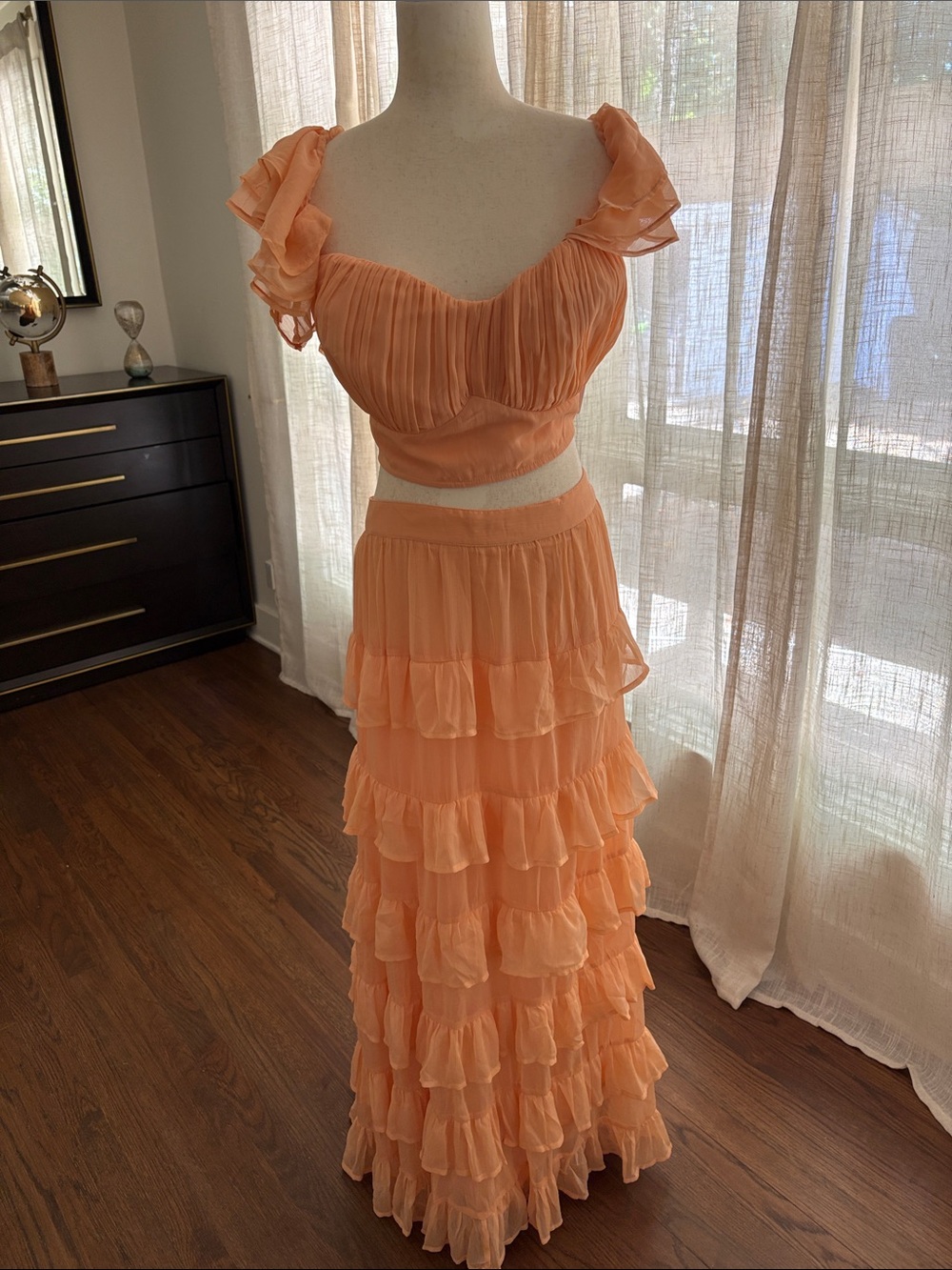 ASOS CURVE Peach Tiered Ruffle Maxi Set - READ DESCRIPTION! - Picture 5 of 9